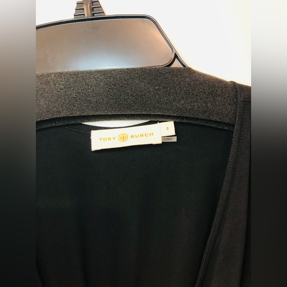 Tory Burch Embroidered Floral Wrap Dress - Black - Picture 7 of 8